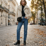Hailey Bieber Fur Trim Jacket